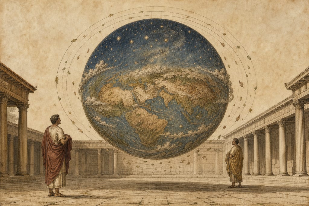 OF THE FORM OF THE WORLD. Complete modern editorial illustration created specifically for this chapter.