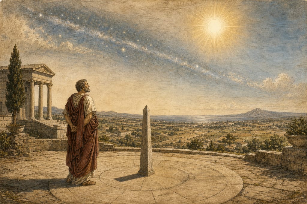 OF THE MOTION OF THE SUN AND THE CAUSE OF THE IRREGULARITY OF THE DAYS. Complete modern editorial illustration created specifically for this chapter.