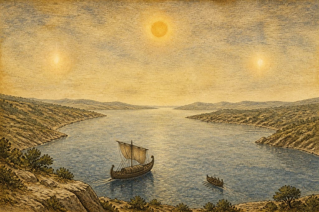 MANY SUNS. Complete modern editorial illustration created specifically for this chapter.
