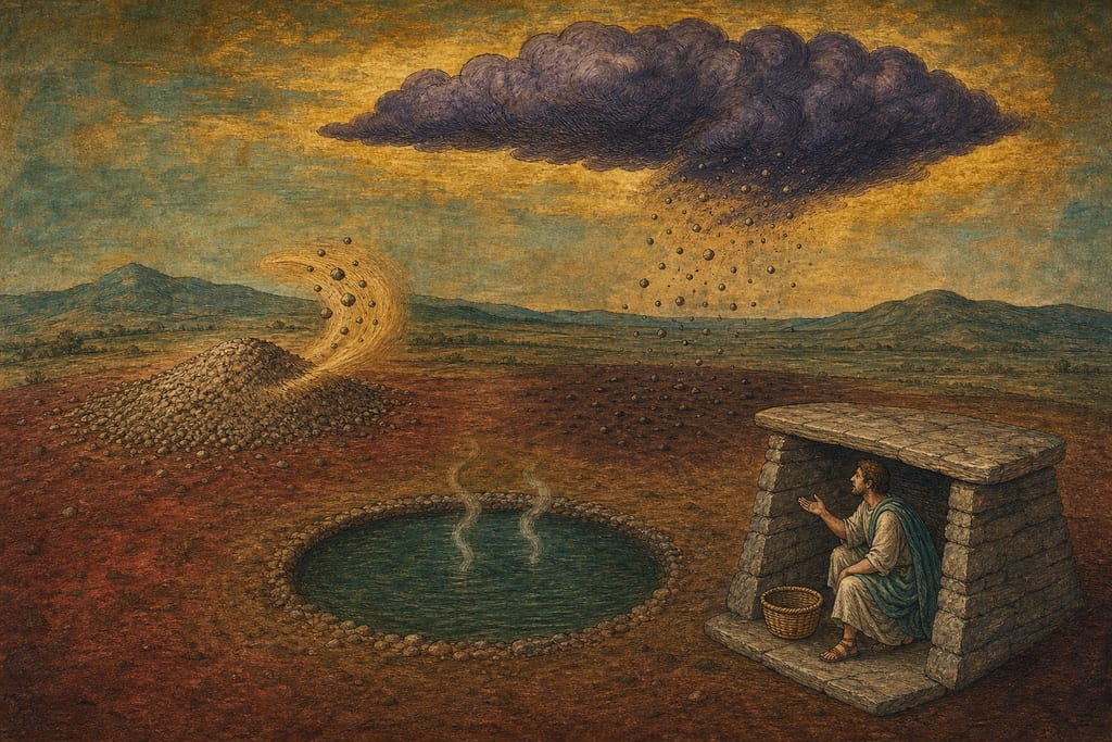 OF THE AIR AND ON THE CAUSE OF THE SHOWERS OF STONES. Complete modern editorial illustration created specifically for this chapter.