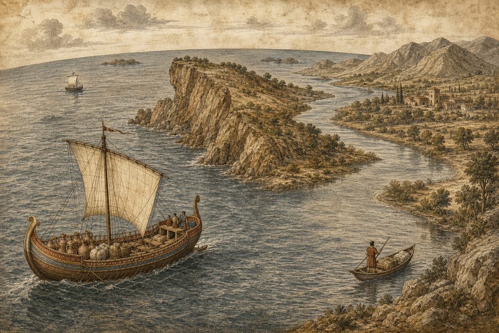 HOW THE WATER IS CONNECTED WITH THE EARTH. OF THE NAVIGATION OF THE SEA AND THE RIVERS. Complete modern editorial illustration created specifically for this chapter.