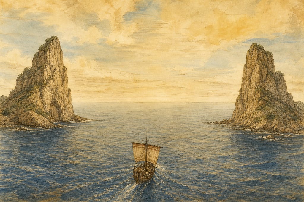 WHETHER THE OCEAN SURROUNDS THE EARTH. Complete modern editorial illustration created specifically for this chapter.
