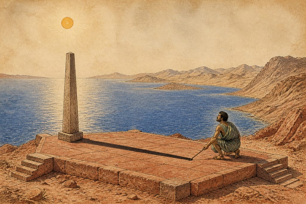 WHERE THIS TAKES PLACE TWICE IN THE YEAR AND WHERE THE SHADOWS FALL IN OPPOSITE DIRECTIONS. Complete modern editorial illustration created specifically for this chapter.