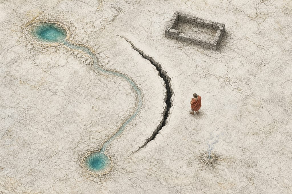 OF CLEFTS OF THE EARTH. Complete modern editorial illustration created specifically for this chapter.
