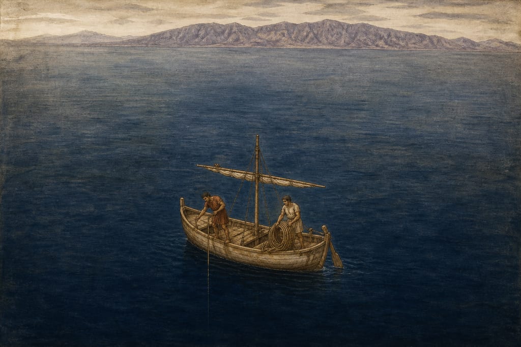 WHERE THE SEA IS THE DEEPEST. Complete modern editorial illustration created specifically for this chapter.