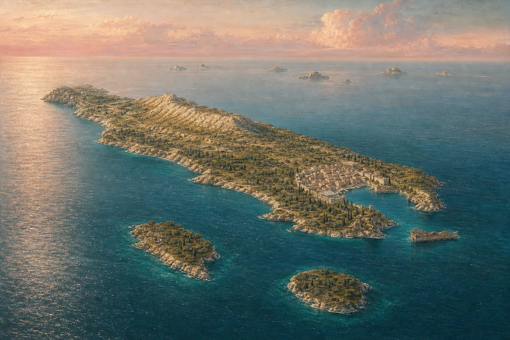 THE ISLANDS WHICH LIE BEFORE THE LANDS ALREADY MENTIONED. Complete modern editorial illustration created specifically for this chapter.