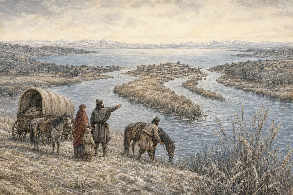 LAKE MÆOTIS AND THE ADJOINING NATIONS. Complete modern editorial illustration created specifically for this chapter.