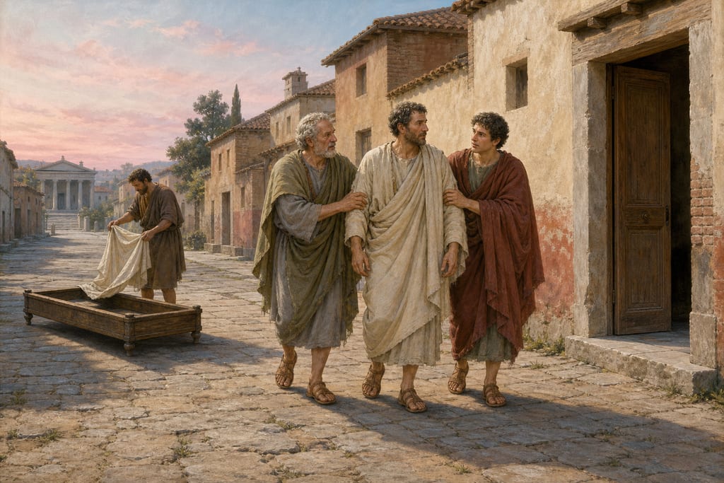 PERSONS WHO HAVE COME TO LIFE AGAIN AFTER BEING LAID OUT FOR BURIAL. Complete modern editorial illustration created specifically for this chapter.