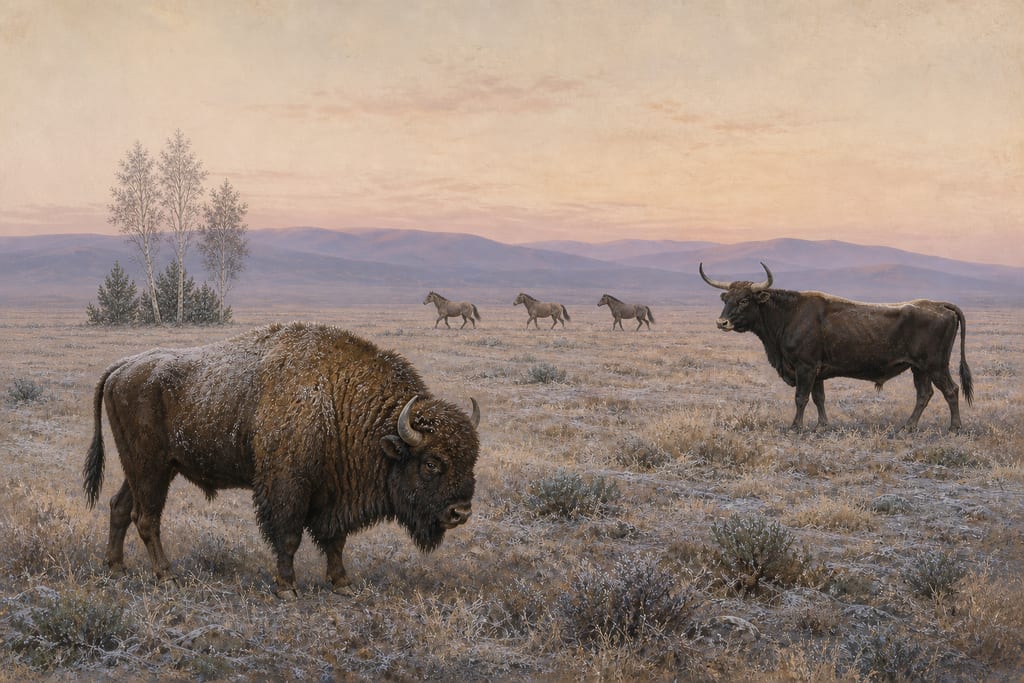 THE ANIMALS OF SCYTHIA; THE BISON. Complete modern editorial illustration created specifically for this chapter.