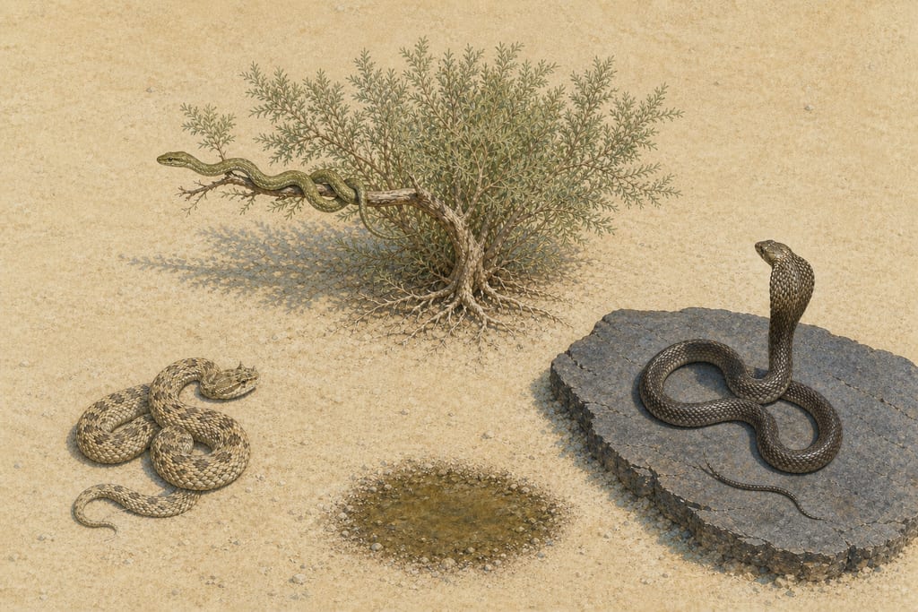 DIFFERENT KINDS OF SERPENTS. Complete modern editorial illustration created specifically for this chapter.