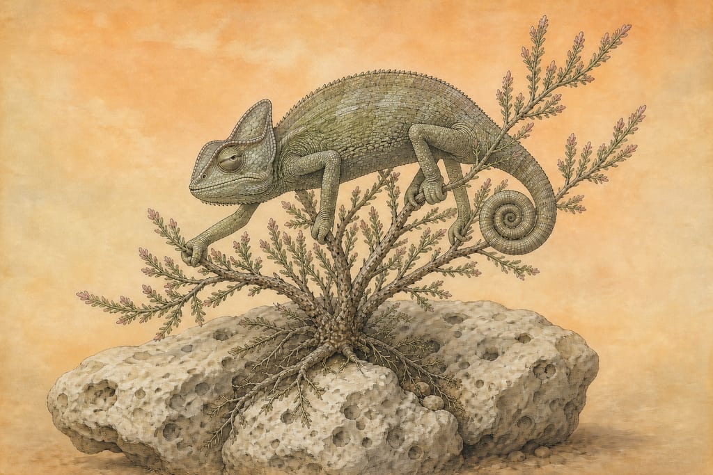 THE CHAMELEON. Complete modern editorial illustration created specifically for this chapter.