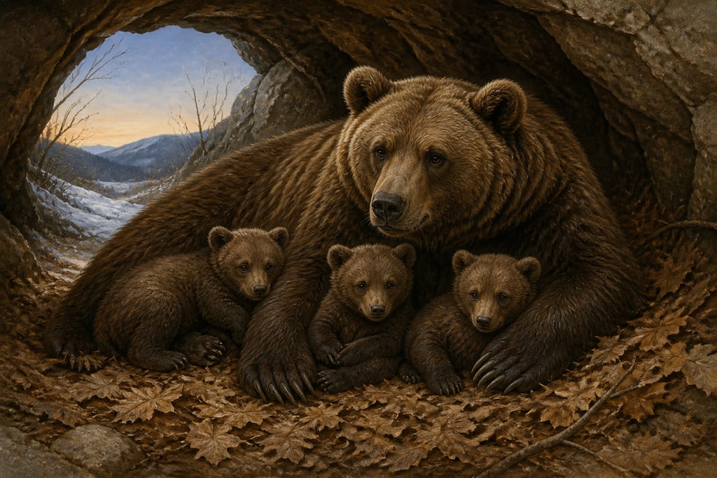 BEARS AND THEIR CUBS. Complete modern editorial illustration created specifically for this chapter.