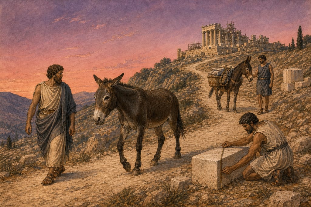 THE NATURE OF MULES, AND OF OTHER BEASTS OF BURDEN. Complete modern editorial illustration created specifically for this chapter.