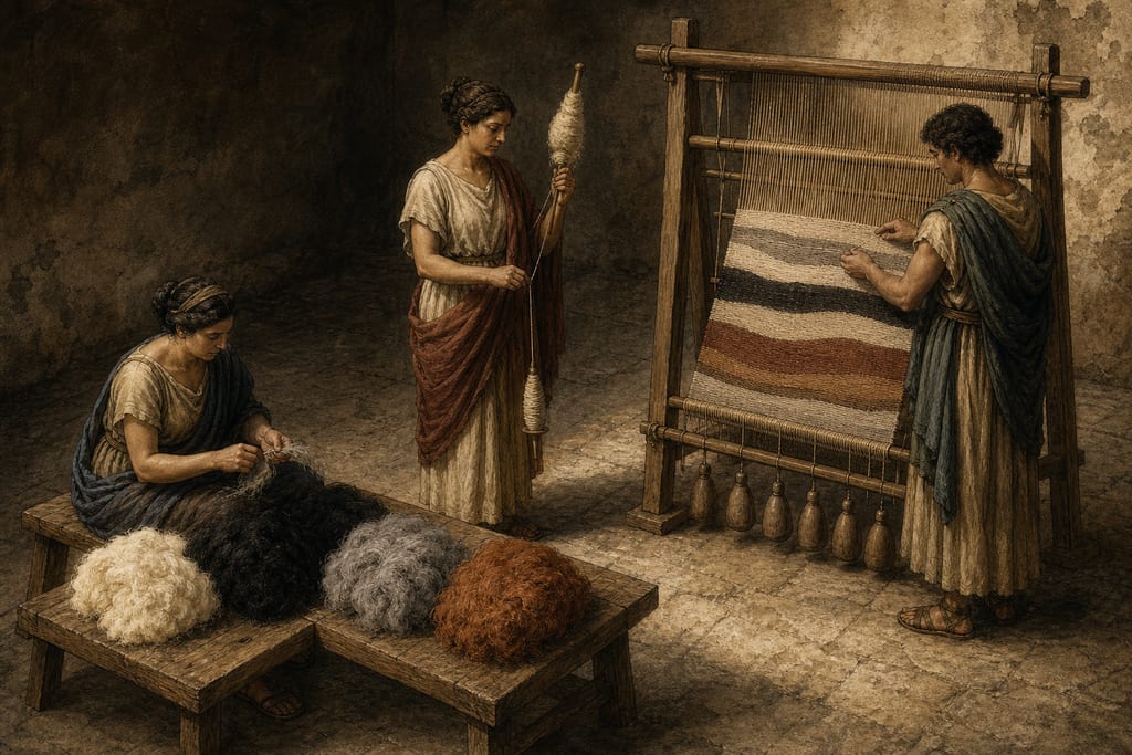 THE DIFFERENT KINDS OF WOOL, AND THEIR COLOURS. Complete modern editorial illustration created specifically for this chapter.