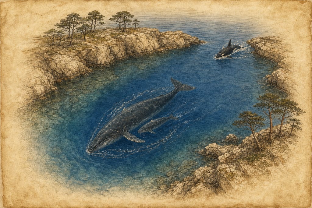 THE BALÆNA AND THE ORCA. Complete modern editorial illustration created specifically for this chapter.