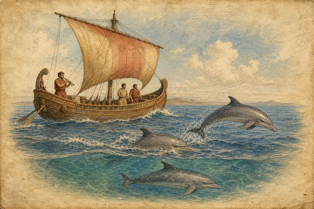 DOLPHINS. Complete modern editorial illustration created specifically for this chapter.
