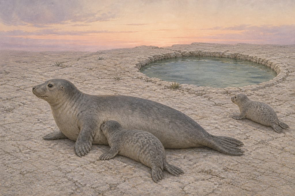 THOSE WHICH ARE COVERED WITH HAIR, OR HAVE NONE, AND HOW THEY BRING FORTH. SEA-CALVES, OR PHOCÆ. Complete modern editorial illustration created specifically for this chapter.