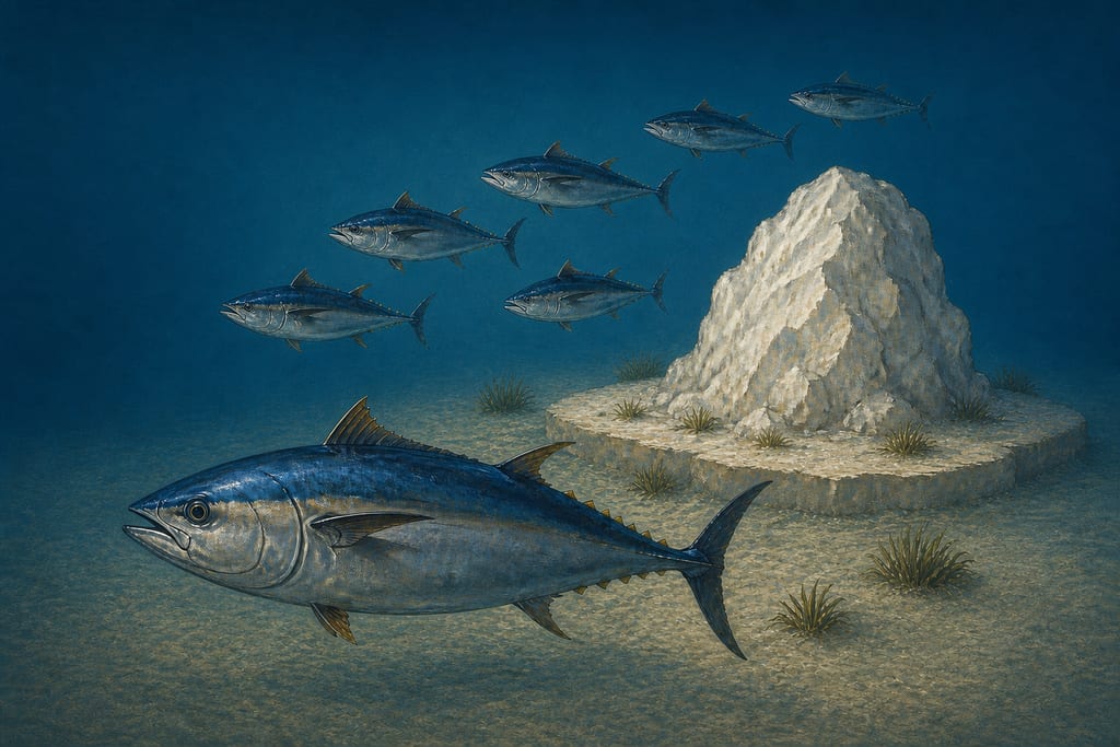 WHICH OF THE FISHES ARE OF THE LARGEST SIZE. Complete modern editorial illustration created specifically for this chapter.