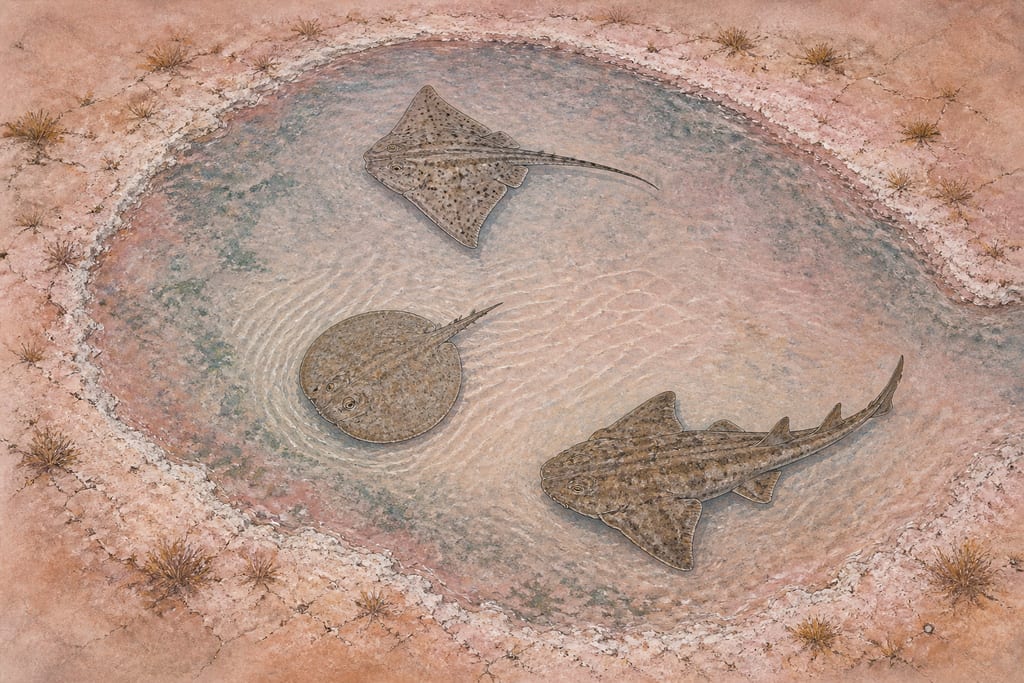 VARIOUS KINDS OF FLAT FISH. Complete modern editorial illustration created specifically for this chapter.
