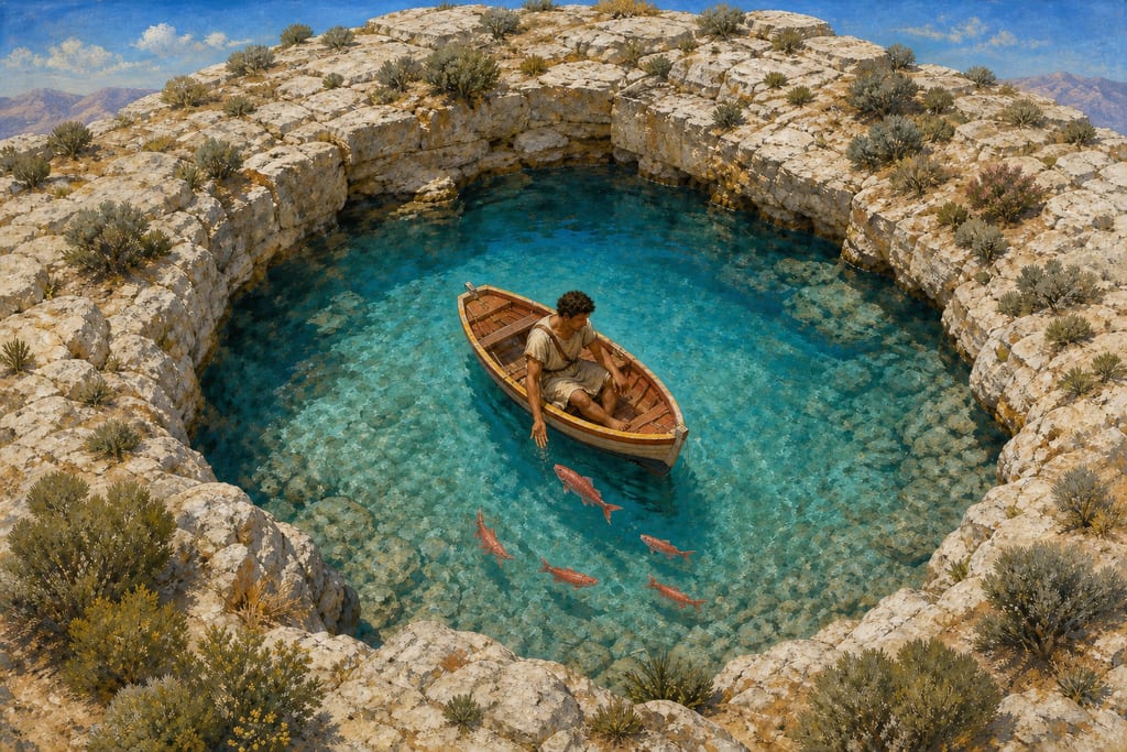 HOW THE FISH CALLED THE ANTHIAS IS TAKEN. Complete modern editorial illustration created specifically for this chapter.