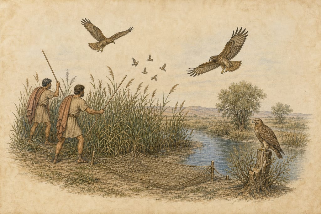 HAWKS. THE BUTEO. Complete modern editorial illustration created specifically for this chapter.