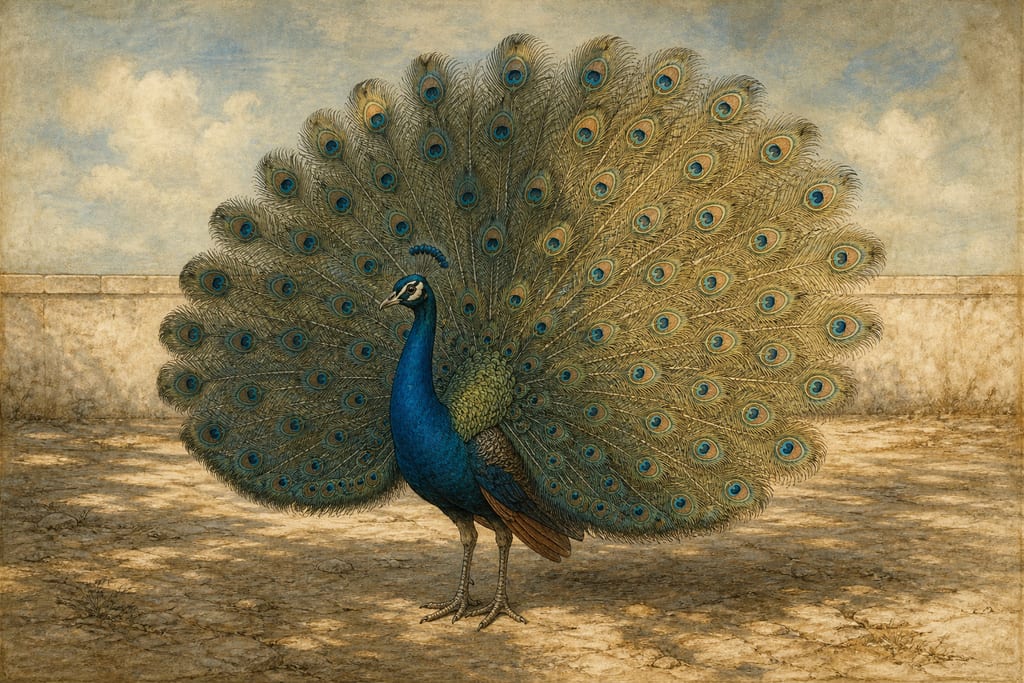 THE PEACOCK. Complete modern editorial illustration created specifically for this chapter.