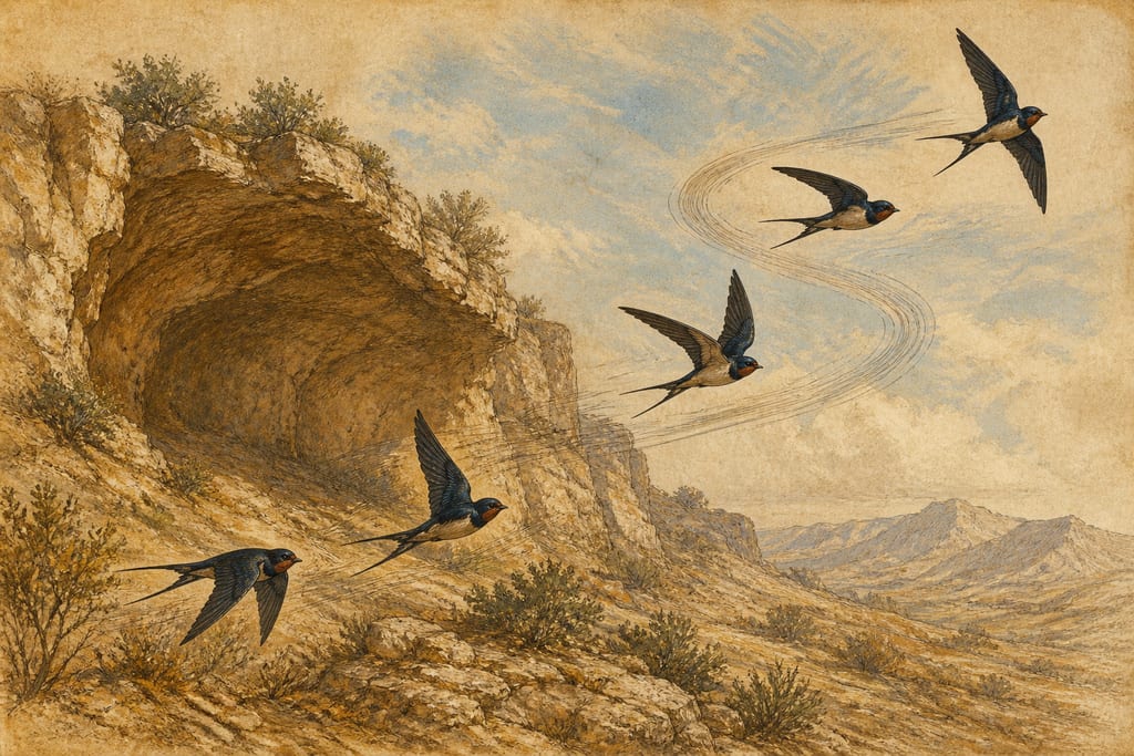 SWALLOWS. Complete modern editorial illustration created specifically for this chapter.