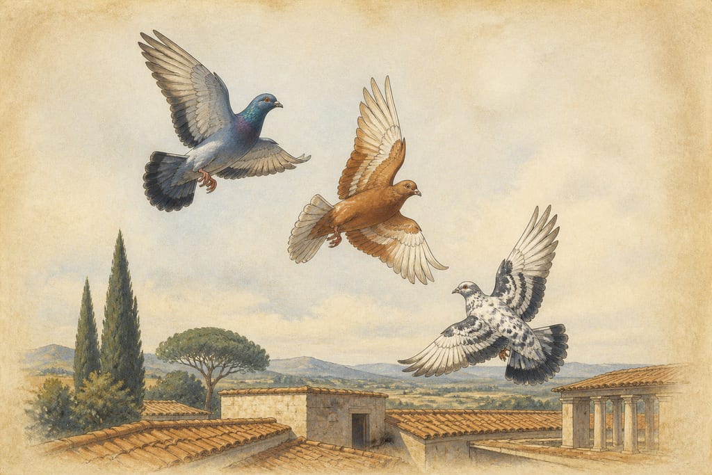 PIGEONS. Complete modern editorial illustration created specifically for this chapter.