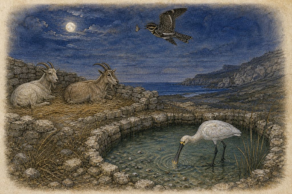 RESPECTING THE FOOD OF BIRDS—THE CAPRIMULGUS, THE PLATEA. Complete modern editorial illustration created specifically for this chapter.