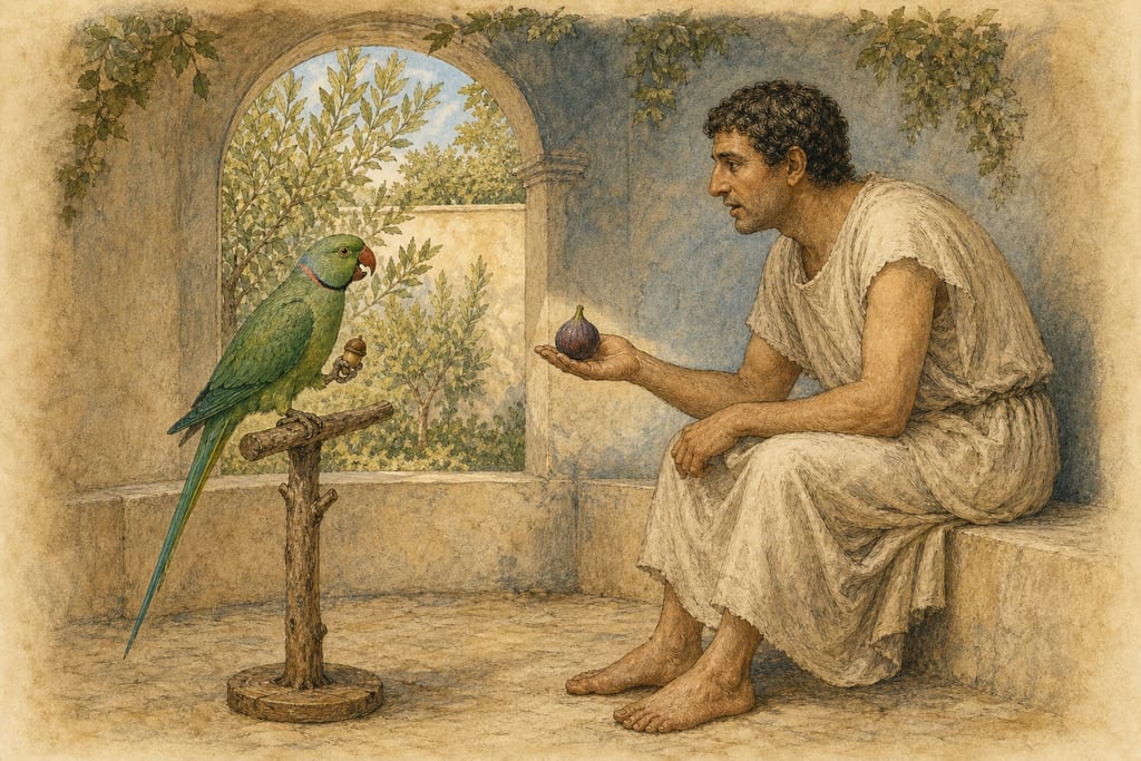 BIRDS WHICH SPEAK—THE PARROT. Complete modern editorial illustration created specifically for this chapter.