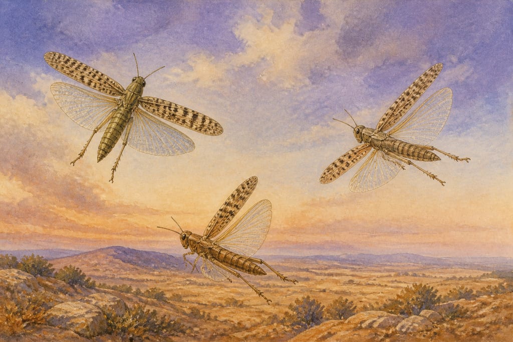 LOCUSTS. Complete modern editorial illustration created specifically for this chapter.