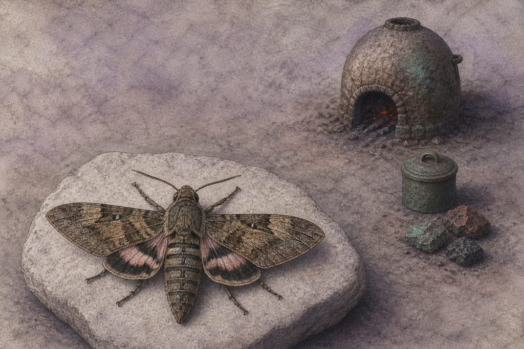 AN ANIMAL FOUND IN FIRE—THE PYRALLIS OR PYRAUSTA. Complete modern editorial illustration created specifically for this chapter.