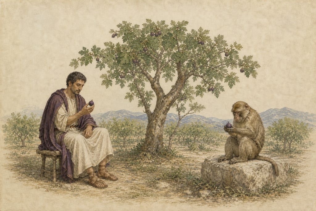 RESEMBLANCE OF THE APE TO MAN. Complete modern editorial illustration created specifically for this chapter.