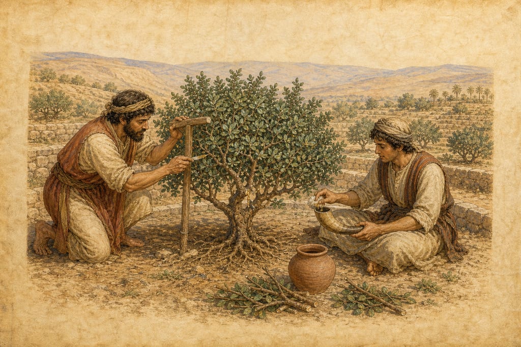 BALSAMUM; OPOBALSAMUM; AND XYLOBALSAMUM. Complete modern editorial illustration created specifically for this chapter.
