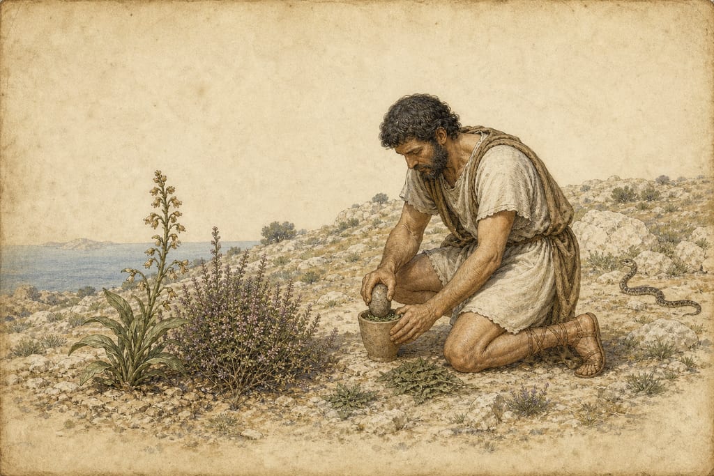 THE TREES OF ASIA AND GREECE; THE EPIPACTIS, THE ERICA, THE CNIDIAN GRAIN OR THYMELÆA, PYROSACHNE, CNESTRON, OR CNEORON. Complete modern editorial illustration created specifically for this chapter.
