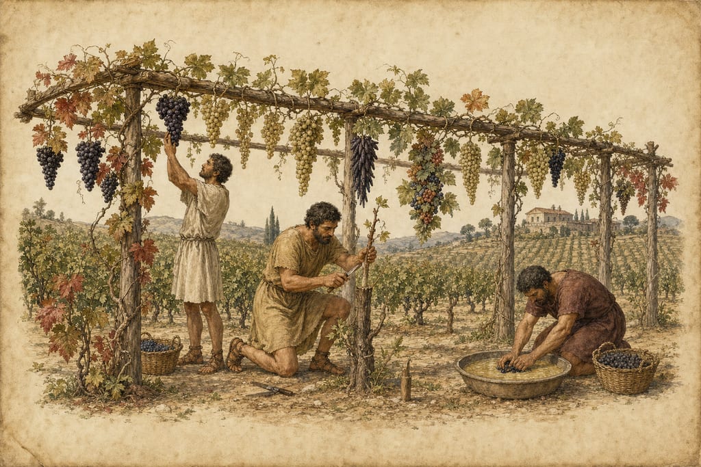 NINETY-ONE VARIETIES OF THE VINE. Complete modern editorial illustration created specifically for this chapter.