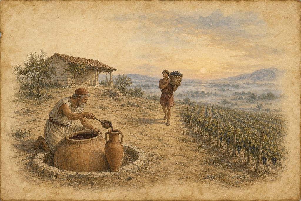 AT WHAT PERIOD GENEROUS WINES WERE FIRST COMMONLY MADE IN ITALY. Complete modern editorial illustration created specifically for this chapter.