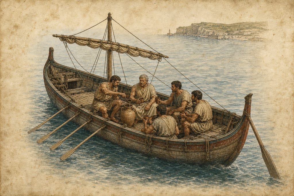 WINES DRUNK BY THE ANCIENT ROMANS. Complete modern editorial illustration created specifically for this chapter.