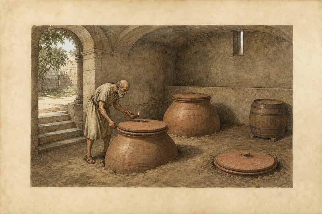 WINE-VESSELS—WINE-CELLARS. Complete modern editorial illustration created specifically for this chapter.