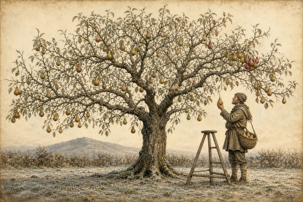 FORTY-ONE VARIETIES OF THE PEAR. Complete modern editorial illustration created specifically for this chapter.