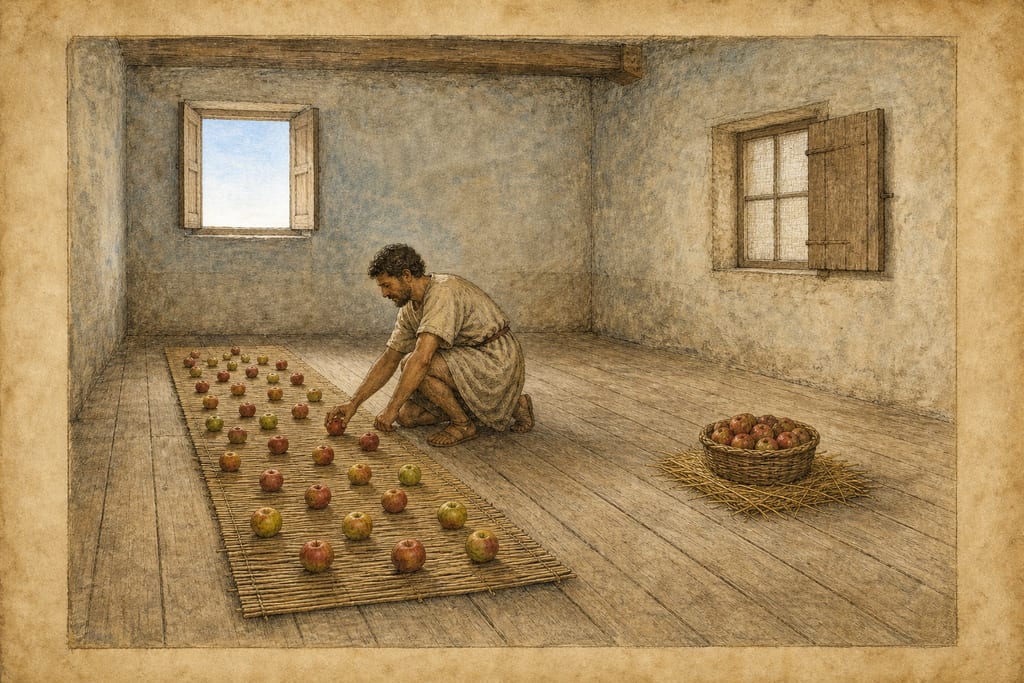 THE MODE OF KEEPING VARIOUS FRUITS AND GRAPES. Complete modern editorial illustration created specifically for this chapter.