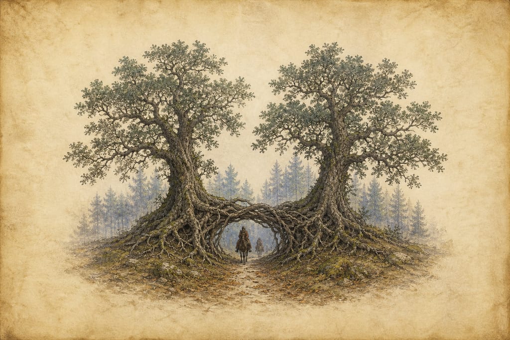WONDERS CONNECTED WITH TREES IN THE NORTHERN REGIONS. Complete modern editorial illustration created specifically for this chapter.