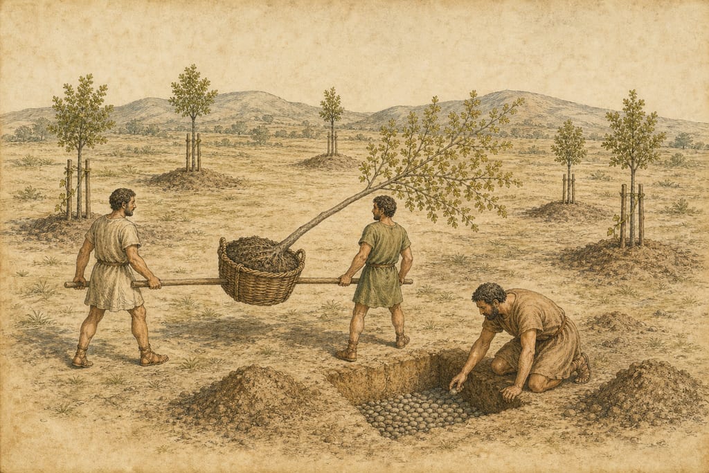 THE MODE OF PROPAGATING THE ELM. Complete modern editorial illustration created specifically for this chapter.