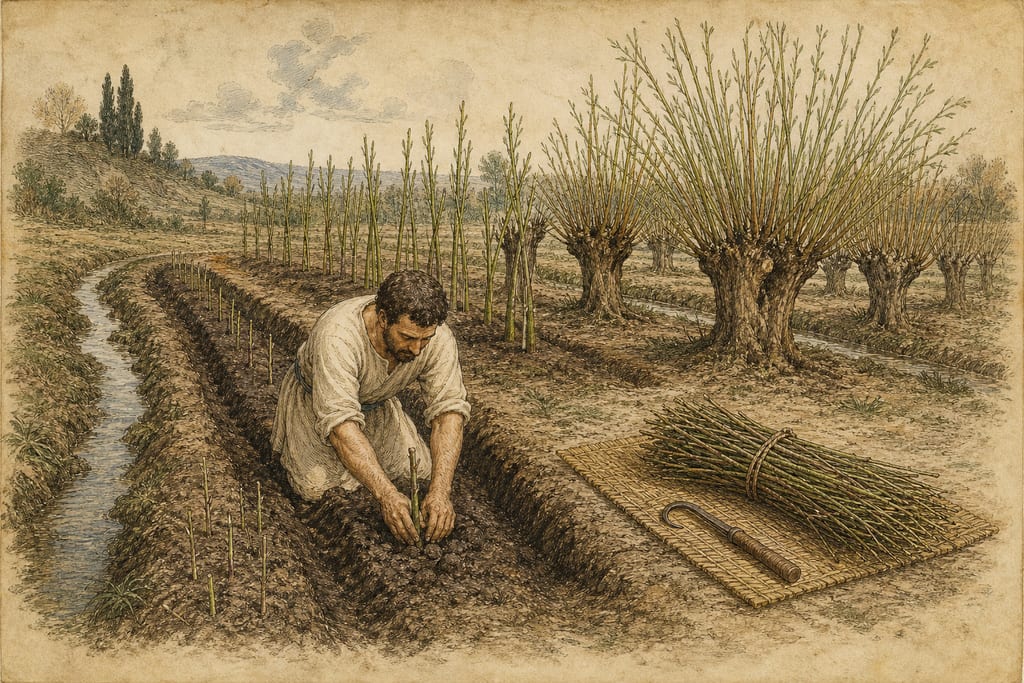 WILLOW-BEDS. Complete modern editorial illustration created specifically for this chapter.