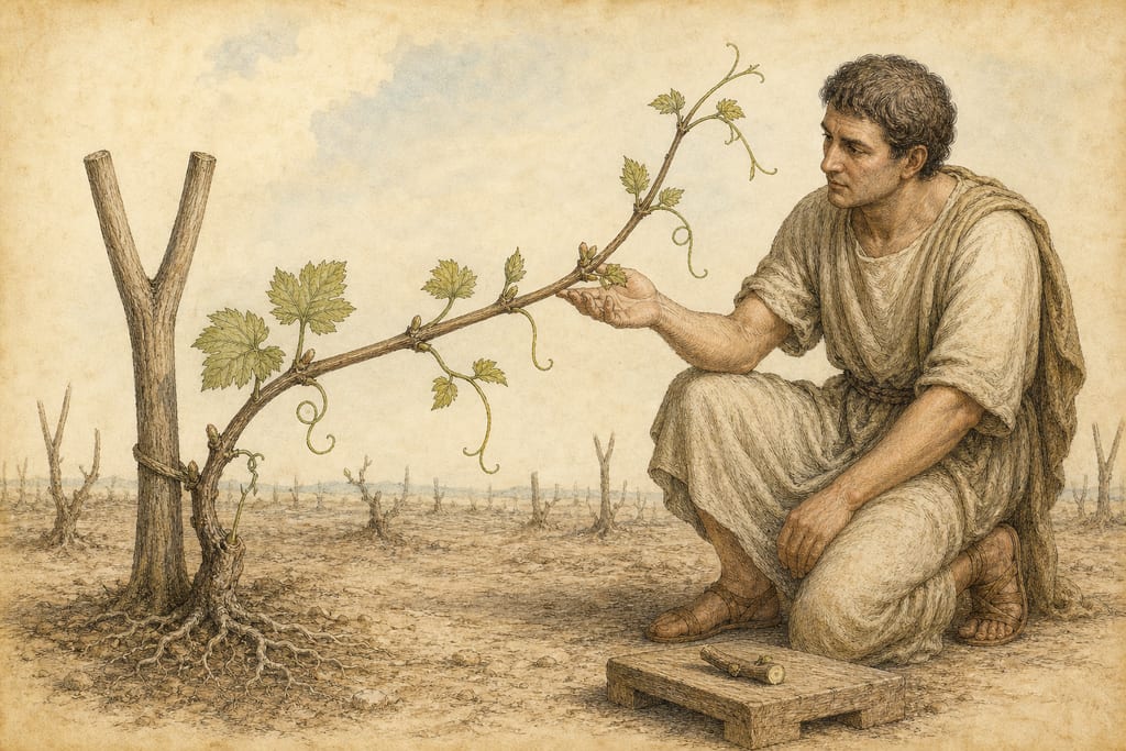 THE CULTURE OF THE VINE AND THE VARIOUS SHRUBS WHICH SUPPORT IT. Complete modern editorial illustration created specifically for this chapter.