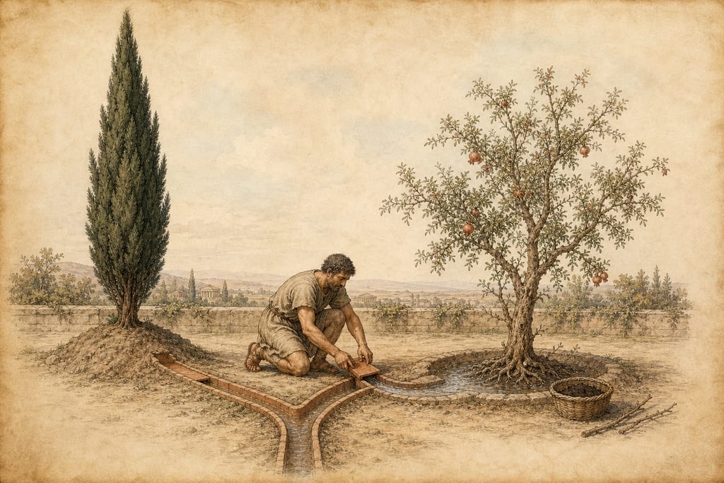 TREATMENT OF THE DISEASES OF TREES. Complete modern editorial illustration created specifically for this chapter.