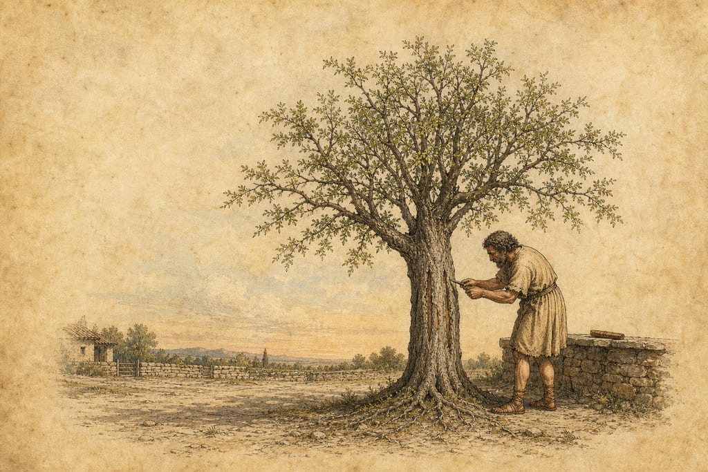 INCISIONS MADE IN TREES. Complete modern editorial illustration created specifically for this chapter.