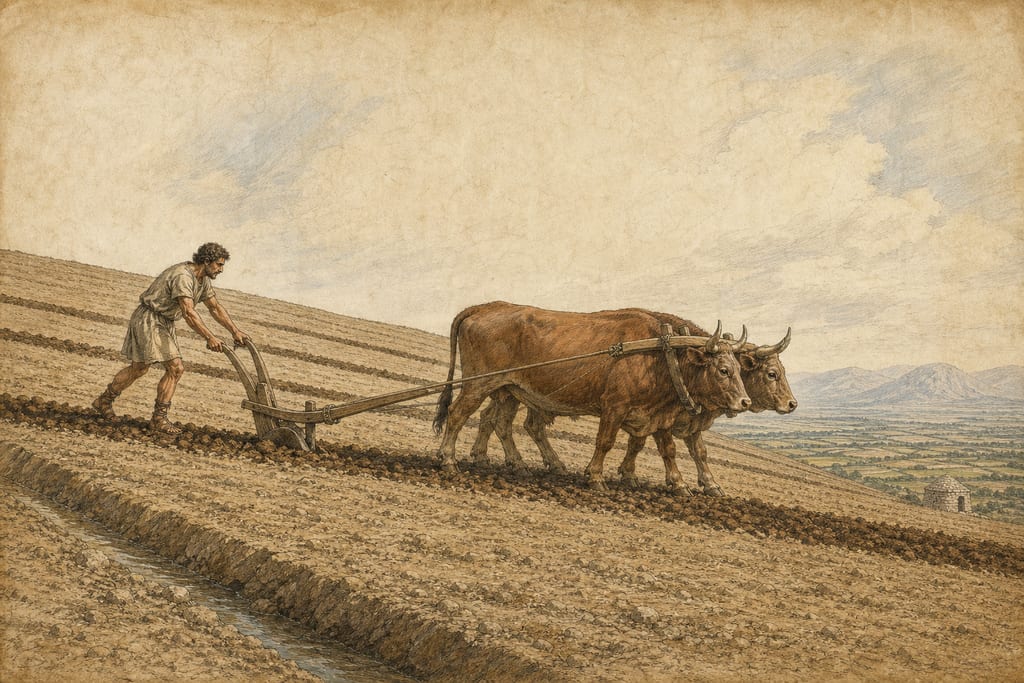 THE MODE OF PLOUGHING. Complete modern editorial illustration created specifically for this chapter.