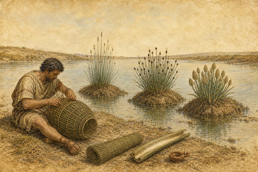 SIX VARIETIES OF THE RUSH: FOUR REMEDIES DERIVED FROM THE CYPIROS. Complete modern editorial illustration created specifically for this chapter.