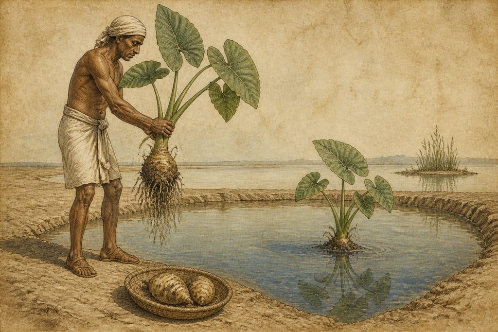 TWO REMEDIES DERIVED FROM THE COLOCASIA. Complete modern editorial illustration created specifically for this chapter.